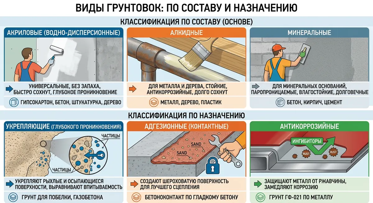 Основные типы грунтовок